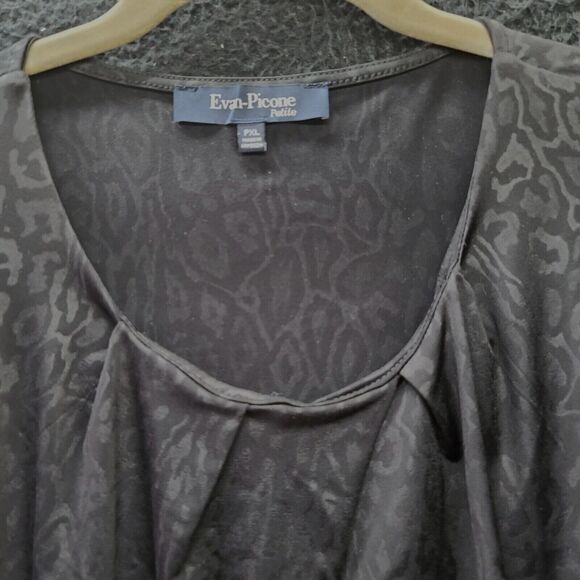 Evan Picone Womens Blouse Black Size PXL Polyester Blend Pullover Short Sleeve - Picture 9 of 12